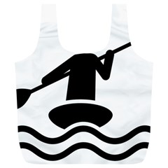 Cropped Kayak Graphic Race Paddle Black Water Sea Wave Beach Full Print Recycle Bags (L) 