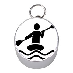 Cropped Kayak Graphic Race Paddle Black Water Sea Wave Beach Mini Silver Compasses