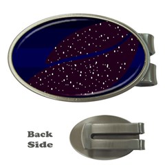 Contigender Flags Star Polka Space Blue Sky Black Brown Money Clips (oval)  by Mariart
