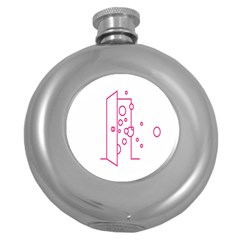 Deep Clean Bubbel Door Pink Polka Circle Round Hip Flask (5 Oz) by Mariart