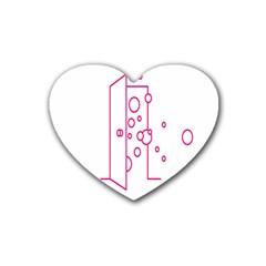 Deep Clean Bubbel Door Pink Polka Circle Rubber Coaster (heart)  by Mariart