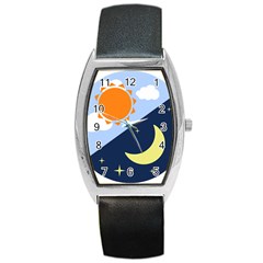 Day Night Moon Stars Cloud Stars Barrel Style Metal Watch