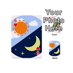 Day Night Moon Stars Cloud Stars Playing Cards 54 (Mini)  Front - Heart6