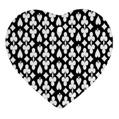 Dark Horse Playing Card Black White Ornament (heart) by Mariart