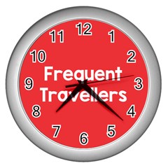 Frequent Travellers Red Wall Clocks (silver)  by Mariart