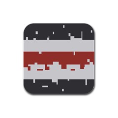 Girl Flags Plaid Red Black Rubber Square Coaster (4 Pack) 