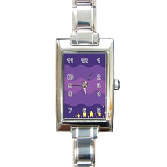 Glimragender Flags Wave Waves Chevron Purple Blue Star Yellow Space Rectangle Italian Charm Watch