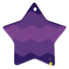 Glimragender Flags Wave Waves Chevron Purple Blue Star Yellow Space Star Ornament (two Sides) by Mariart