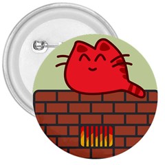 Happy Cat Fire Animals Cute Red 3  Buttons by Mariart