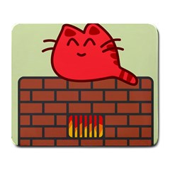 Happy Cat Fire Animals Cute Red Large Mousepads