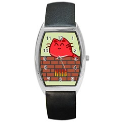 Happy Cat Fire Animals Cute Red Barrel Style Metal Watch by Mariart