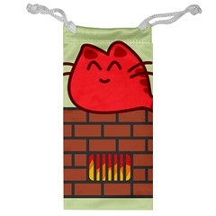 Happy Cat Fire Animals Cute Red Jewelry Bag by Mariart