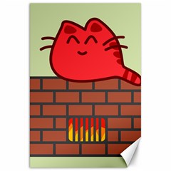Happy Cat Fire Animals Cute Red Canvas 20  X 30  