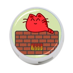 Happy Cat Fire Animals Cute Red 4-port Usb Hub (one Side)