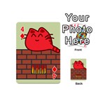 Happy Cat Fire Animals Cute Red Playing Cards 54 (Mini)  Front - Diamond4