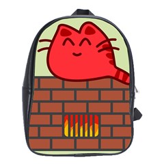 Happy Cat Fire Animals Cute Red School Bags (xl) 