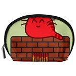 Happy Cat Fire Animals Cute Red Accessory Pouches (Large)  Front