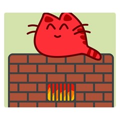 Happy Cat Fire Animals Cute Red Double Sided Flano Blanket (small)  by Mariart