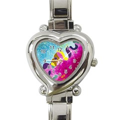 Fabric Rainbow Heart Italian Charm Watch by Mariart