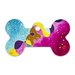 Fabric Rainbow Dog Tag Bone (one Side) by Mariart