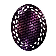 Light Lines Purple Black Oval Filigree Ornament (two Sides)