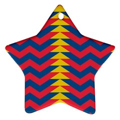 Lllustration Geometric Red Blue Yellow Chevron Wave Line Star Ornament (Two Sides)