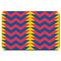 Lllustration Geometric Red Blue Yellow Chevron Wave Line Large Doormat 