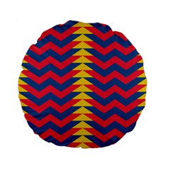 Lllustration Geometric Red Blue Yellow Chevron Wave Line Standard 15  Premium Flano Round Cushions