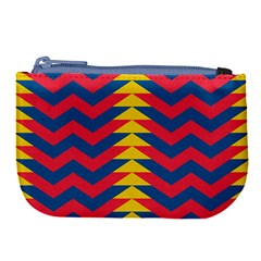 Lllustration Geometric Red Blue Yellow Chevron Wave Line Large Coin Purse