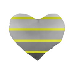 Molly Gender Line Flag Yellow Grey Standard 16  Premium Flano Heart Shape Cushions by Mariart