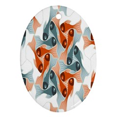 Make Tessellation Fish Tessellation Blue White Ornament (oval)