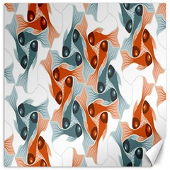 Make Tessellation Fish Tessellation Blue White Canvas 12  X 12   by Mariart