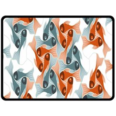 Make Tessellation Fish Tessellation Blue White Fleece Blanket (large) 