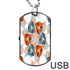 Make Tessellation Fish Tessellation Blue White Dog Tag Usb Flash (two Sides)