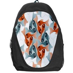 Make Tessellation Fish Tessellation Blue White Backpack Bag