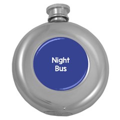 Night Bus New Blue Round Hip Flask (5 Oz)