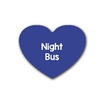 Night Bus New Blue Rubber Coaster (Heart)  Front