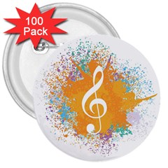 Musical Notes 3  Buttons (100 Pack) 