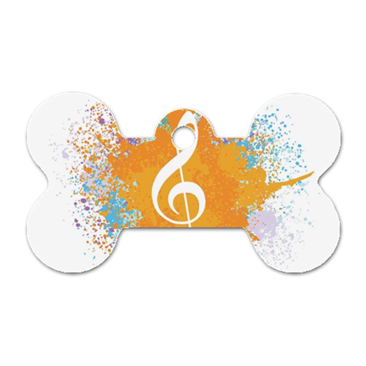 Musical Notes Dog Tag Bone (Two Sides)