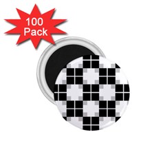 Plaid Black White 1 75  Magnets (100 Pack) 