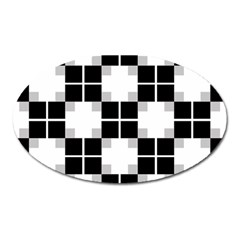 Plaid Black White Oval Magnet by Mariart