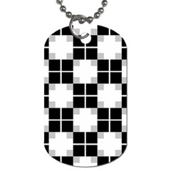 Plaid Black White Dog Tag (two Sides)