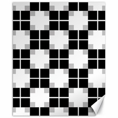 Plaid Black White Canvas 11  X 14   by Mariart