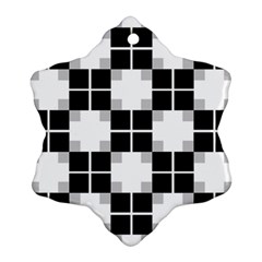 Plaid Black White Snowflake Ornament (two Sides) by Mariart