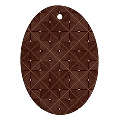 Coloured Line Squares Brown Plaid Chevron Oval Ornament (two Sides)