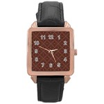 Coloured Line Squares Brown Plaid Chevron Rose Gold Leather Watch  Front