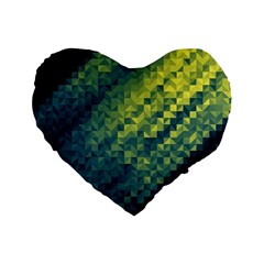 Polygon Dark Triangle Green Blacj Yellow Standard 16  Premium Heart Shape Cushions by Mariart