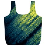 Polygon Dark Triangle Green Blacj Yellow Full Print Recycle Bags (L)  Back