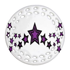 Star Purple Space Round Filigree Ornament (Two Sides)