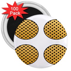 Star Circle Orange Round Polka 3  Magnets (100 Pack)